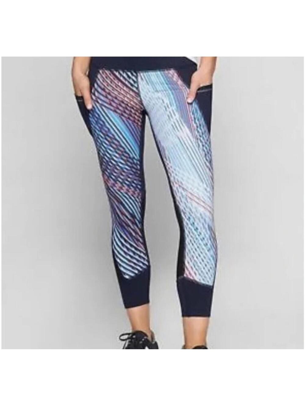Athleta Printed Cropped Leggings Women’s Black Multicolor Athletic Pants Size L